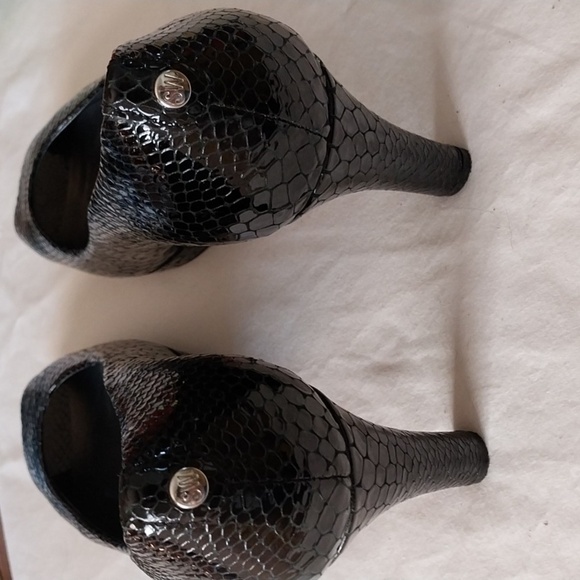 Stuart Weitzman snakeskin open toe platform 3.5 inch heels size 9.5 - Picture 6 of 11